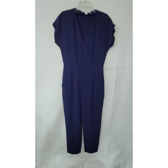 Diane Von Furstenberg Emerson Jumpsuit Womens 6 Blue Short Sleeve Pantsuit - Picture 2 of 16